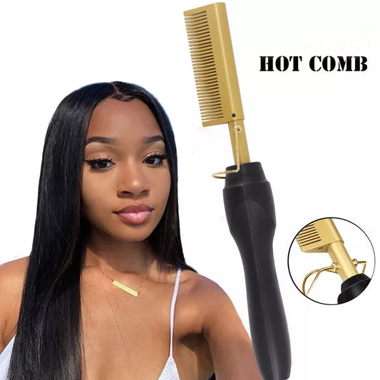 Best 2 in 1  Electric Hot Heating Comb Hair Straightener Curler Wet Dry Hair Iron Straightening Brush Hair Styling Tool